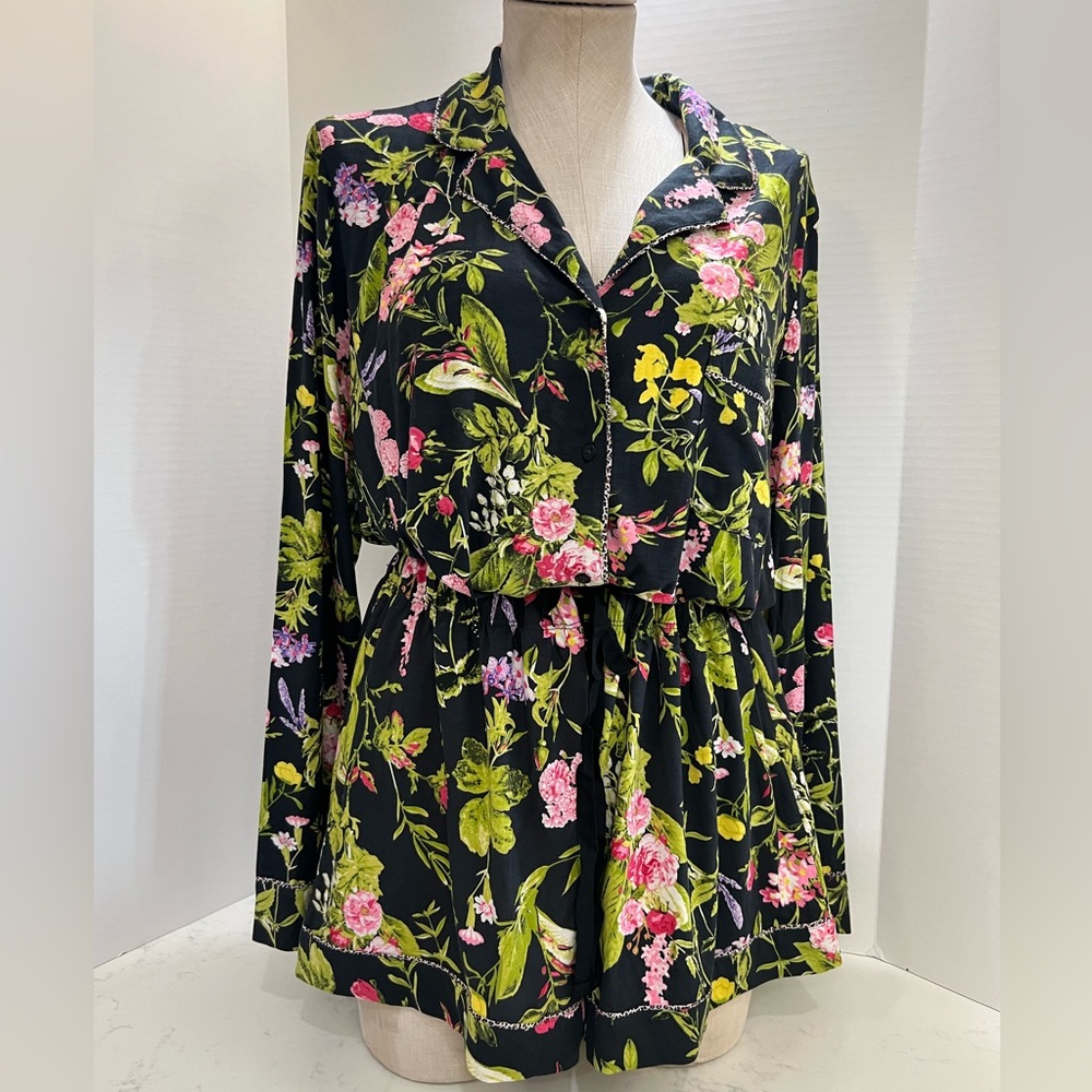 Victoria's Secret Black Floral Pajama Set